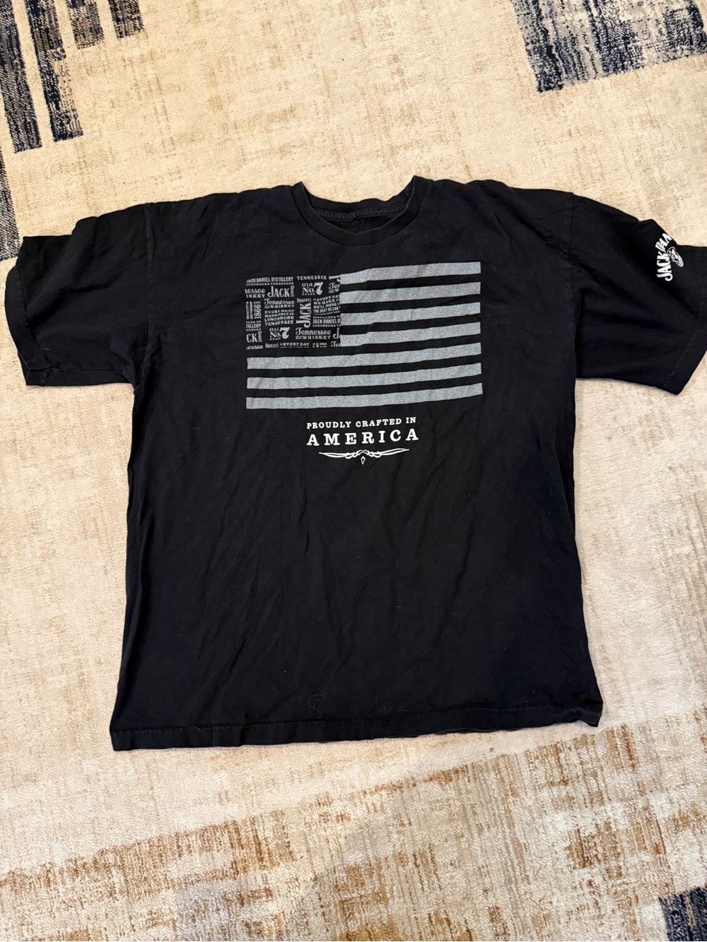 Jack Daniels Black Short-Sleeve Graphic Tee with Gray Flag
